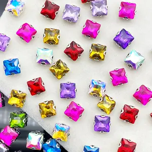 30pcs 14mm Square Rhinestones, Hand Sewn DIY Embellishments for Clothing, Shoes, Hats, Bags, Craft Supplies, Jewelry Making Accessories