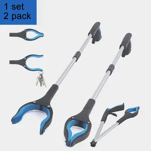 2 packs of garbage clamps, kitchen garbage clamps, grab teaching tools, pick up rod grabbers, senior grabbers, 32 "super long steel collapsible pick bars with strong grip, trash claw grabbers, hand grabbers to reach.