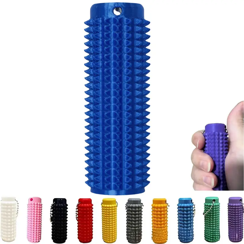 Little Ouchies Grippie Portable Stim Tool Keychain - Vibrant Colors, Firm Plastic Spikes, Clip-to-Keys On-the-Go Use, Cylinder, Safe Simulated Pain Stim, Squeeze-to-Calm Impulses, Sensory Grippie Set, Casual Unisex Relaxation Tool for Autistic Individuals
