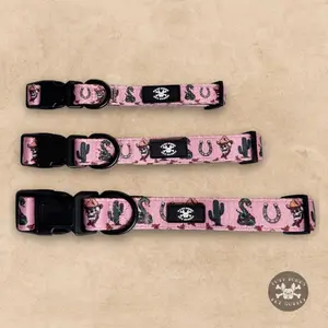Traditional Tattoo Adjustable Pet Collar Western Pink