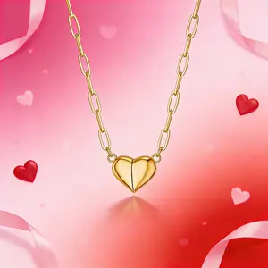 14K Gold/Silver-Plated Heart Shape Pendant Magnetic Necklace for Women Dainty Fashion Choker Necklace Jewelry love Party Valentine's Day Gift