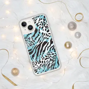 Blue Zebra/Leopard Print Clear Case for iPhone®