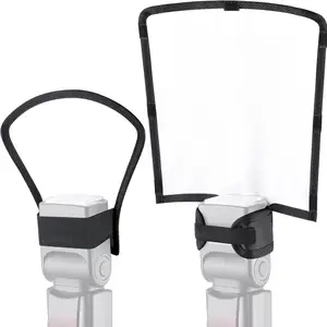 Flash Diffuser Reflector Kit - Bend Bounce Flash Diffuser+ Silver/White Reflector for Speedlight, Universal Mount for , , etc.