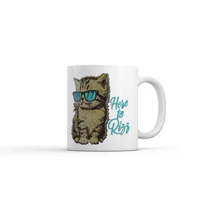 Here to Rizz Mug Funny Sarcastic Kitten Graphic Novelty Coffee Cup - 11oz Funny Coffee Mugs Ceramic Printed Drinkware Cup