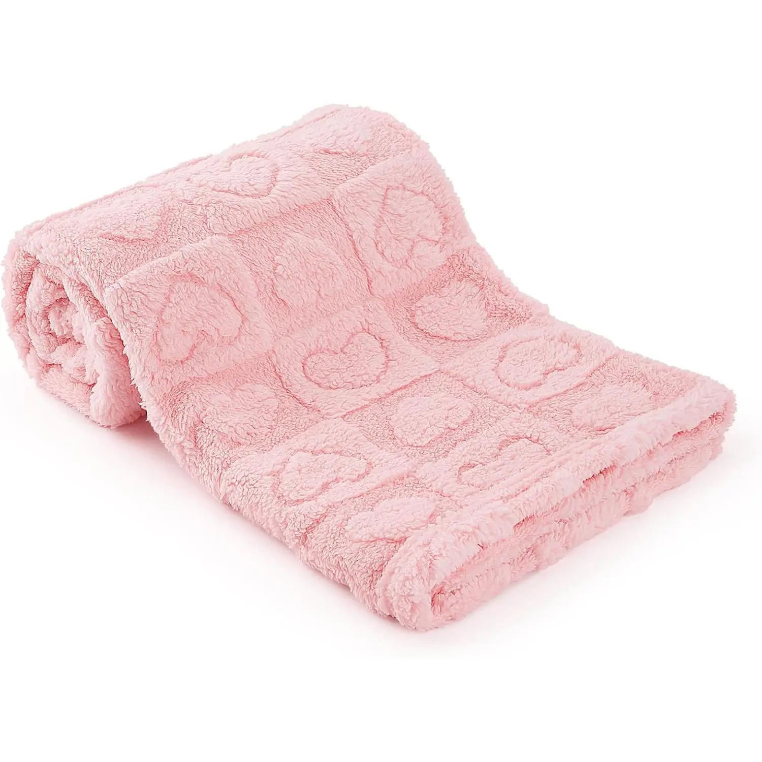 Plush Soft with Heart Checkered  Blanket,Fleece   Blankets for  ,Warm Lightweight Breathable  Receiving Blankets for   30"x39" (Light Pink, Heart)