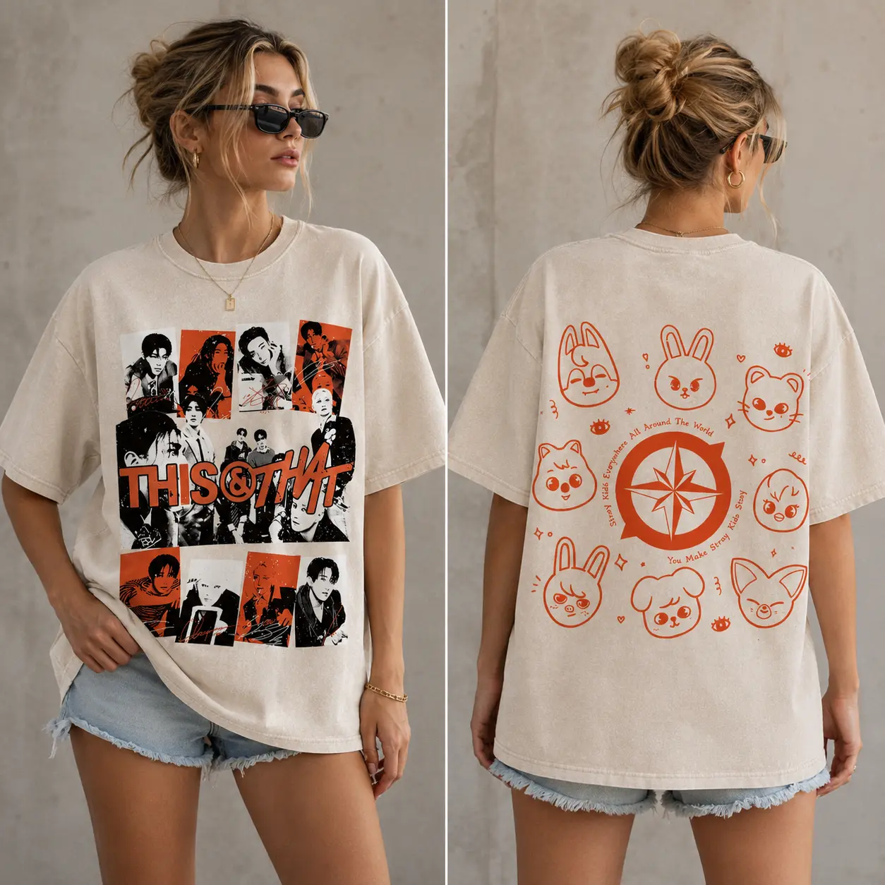 This And That Washed Shirt, SKZ W-World Tour Run It T-Shirt, Acid Wash Shirt, Unisex Music Fan Shirt, Fan Gift Tee
