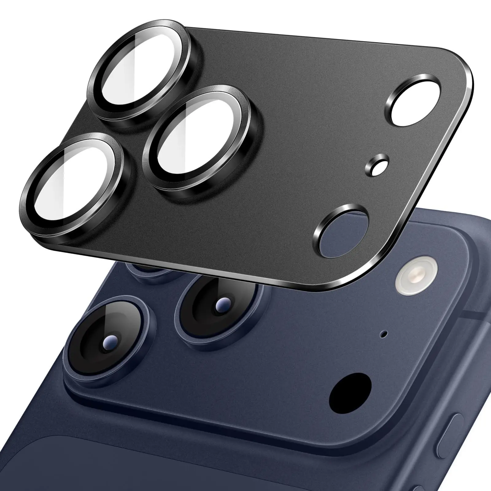 JETech Smartphone Camera Lens Protector for iPhone 17 Pro Max - 9H Tempered Glass Full Coverage Ring Cover, Matte Metal Plate, Case Friendly, Handheld Cellphone Devices Protection, 1-Pack (Black), Accessories