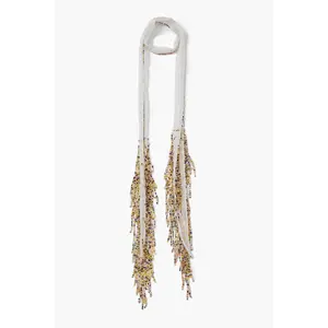 Beaded Skinny Scarf Eggshell