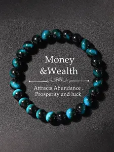 Natural Crystal Multicolor Tiger Eye Beaded Bracelet, Attracts Wealth & Prosperity, Unisex Spiritual Jewelry Gift for Friends