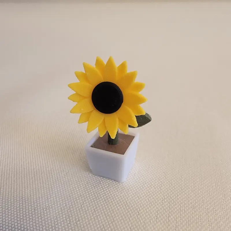 Mini Accessory - Sunflower - Tiny Potted Plant Decorative - Perfect Home Decor for Book Counters & Mini Bookshelves - Flowers - High-Quality 3D Printed Collectibles