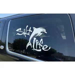 Salt Life dolphin Car Vinyl Decal   | Beach Ocean Fishing Life dolphin sticker