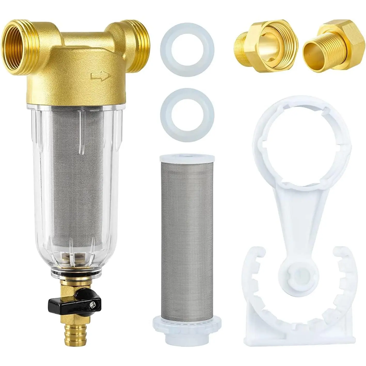 50 Micron Spin Down Sediment Filter for Whole House and Well Water Reusable Washing Machine Water Filter BPA-Free Pre-Filter