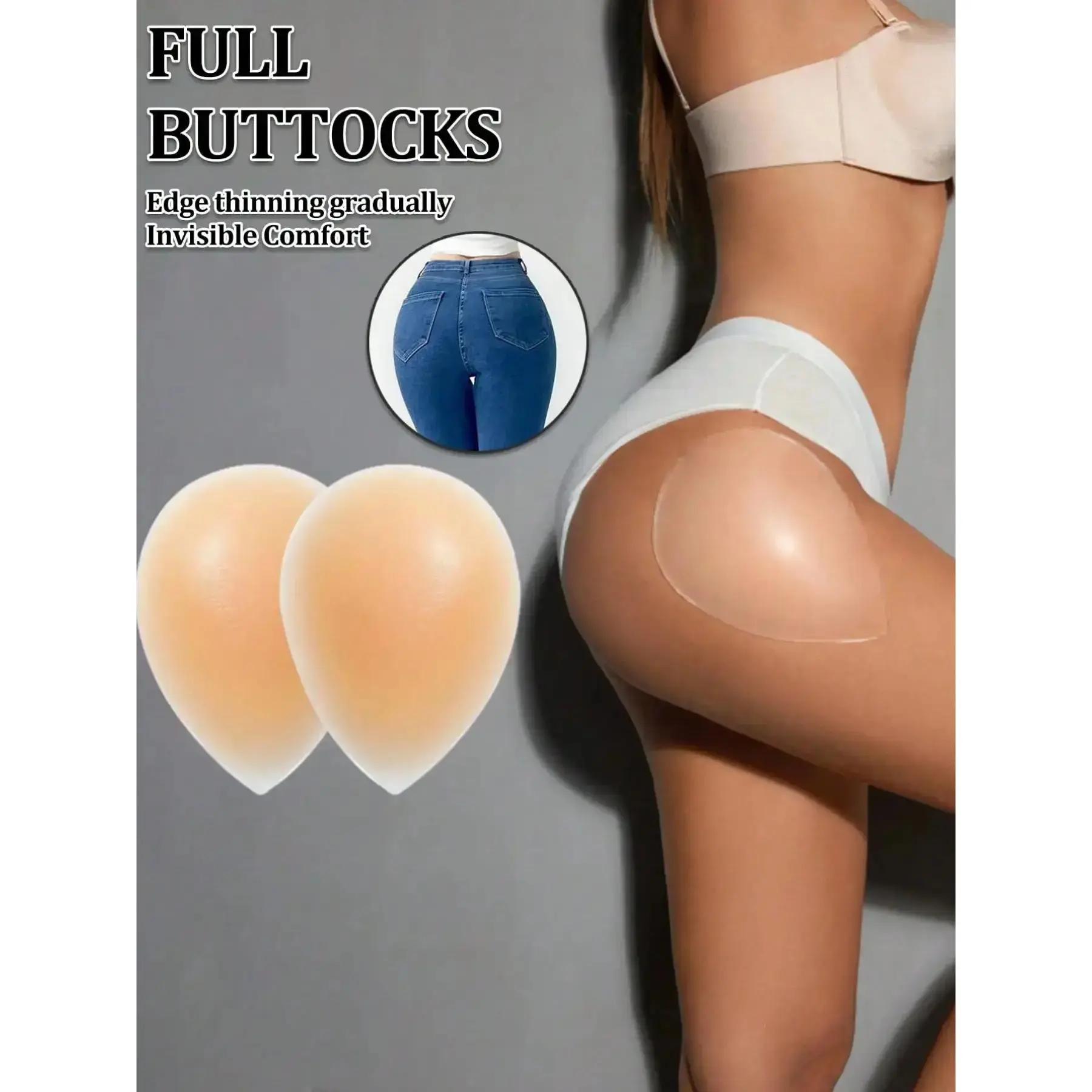 Women's Silicone Hip Enhancer Pads, Invisible Self-Adhesive Butt Lifter Inserts, Reusable Seamless Body Shaping Padding for Jeans, Leggings, Dresses & Formal Wear fake buttock
