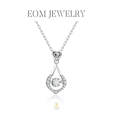 EOM Moissanite Sweetheart Teardrop Pendant Necklace Silver-Plated Valentine's Day Wedding Engagement Anniversary Romantic Elegant Gift Daily Wear
