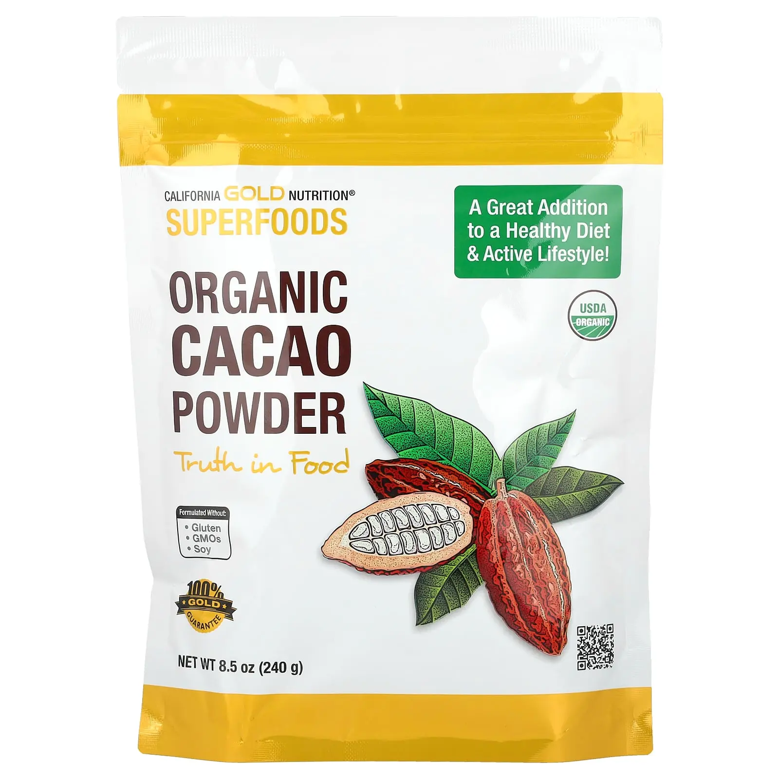 California Gold Nutrition Superfoods, Organic Cacao Powder, 8.5 oz (240 g) California Gold Nutrition Superfoods, Organic Cacao Powder, 8.5 oz (240 g)