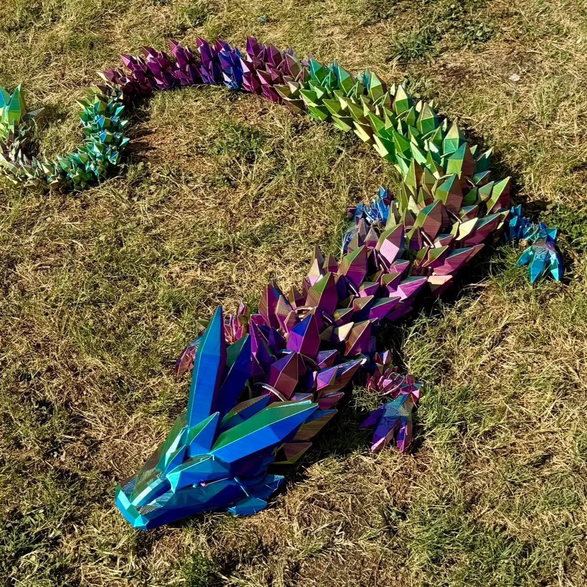8ft Articulated Crystal Dragon 3D Printed with LED lights and remote!