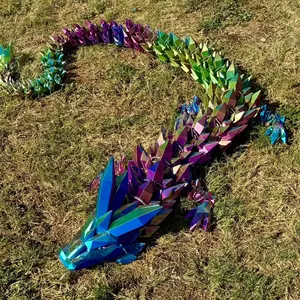 8ft Articulated Crystal Dragon 3D Printed with LED lights and remote!