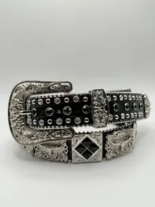 Black Rhinestone belt with conchos
