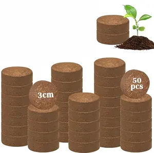 50 pcs Coco Coir Pellets Organic Potting Soil for Planting Compressed Coco Coir Soil Coconut Soil Seed Starters for Indoors or Outdoors Bonsai Herbs Plants Flowers and Vegetables