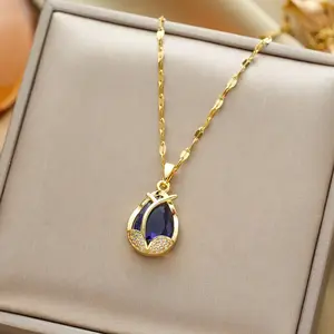 LisiZen Elegant Cat's Eye Stone Tulip Titanium Steel Necklace for Women, Versatile Light Luxury, Unique Design, New Trendy Fashion Collar Chain DZXL3124