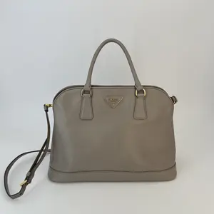Pre-owned PRADA calfskin Crossbody Bags Saffiano Lux Large Promenade Bag Neutrals Handle Bag