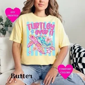 Turtley Over It T-shirt on Comfort Colors Summer Everyday Style Short Sleeve casual comfortable super soft relaxed fit unisex Sizing womenswear Streetwear vintage Crewneck Printed Loose Graphic Top #SeaTurtle #BeachVibes #TropicalStyle #TurtleLover