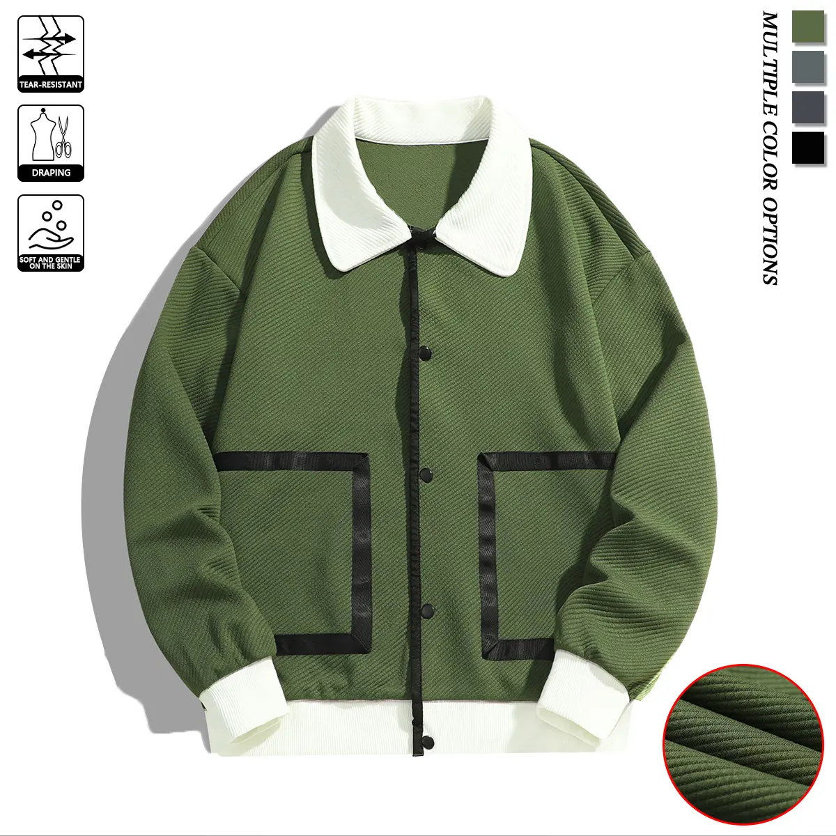 Men's Autumn Winter Splicing Jacquard Casual Comfortable Versatile Sports Jacket Coat with Multiple Color Options Menswear Tops Long Sleeve Long Sleeve Zipper Stylish Army Green heated jacket fur coat coat western clothing fleece jacket western wear men