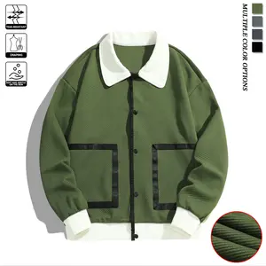 Men's Autumn Winter Splicing Jacquard Casual Comfortable Versatile Sports Jacket Coat with Multiple Color Options Menswear Tops Long Sleeve Long Sleeve Zipper Stylish Army Green heated jacket fur coat coat western clothing fleece jacket western wear men