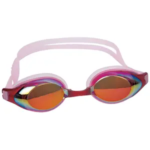7" Pink Mirrored Competition Swimming Goggles
