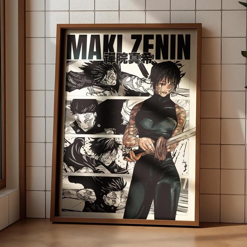 Jujutsu Kaisen Anime Poster, JJK Maki Zenin Anime Art Print Decor Posters - NO FRAME