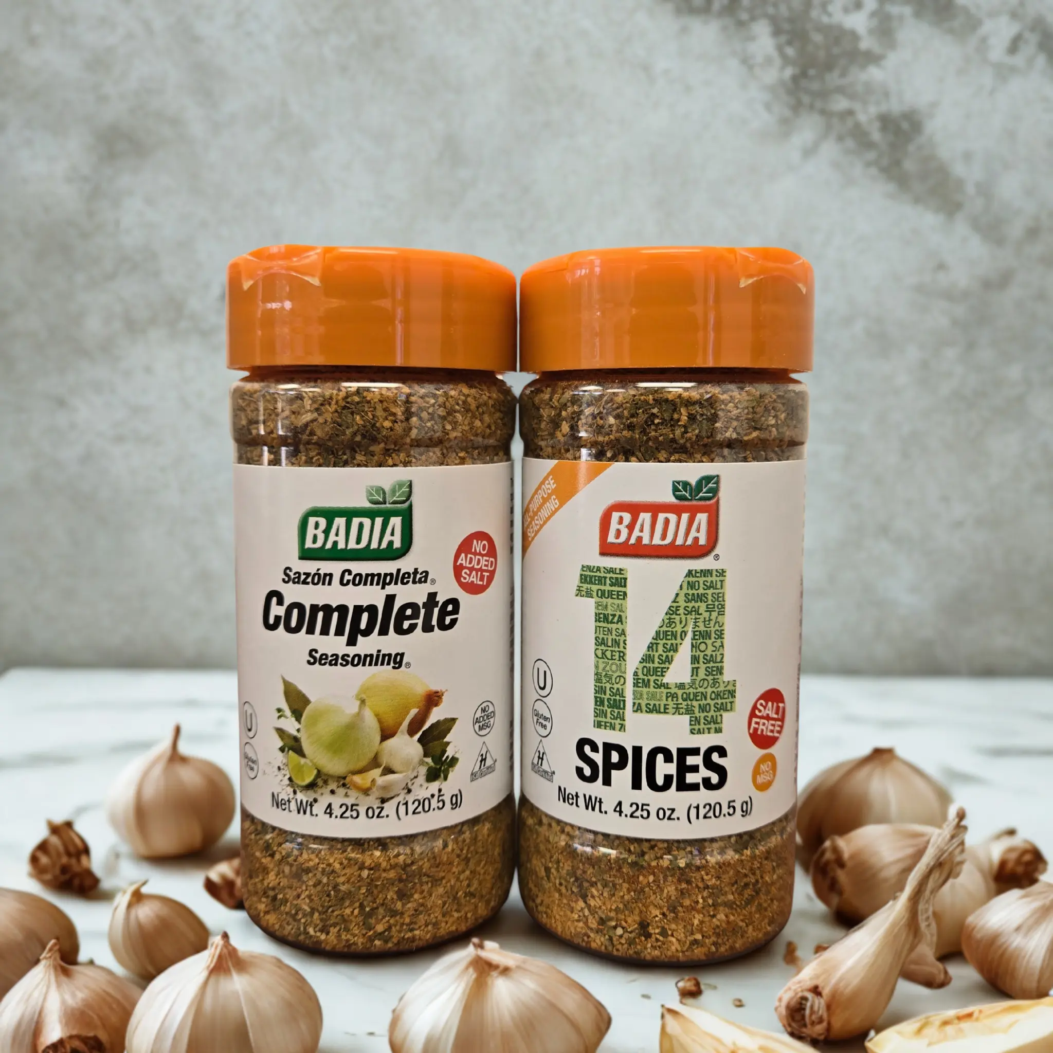 BADIA No Added Salt Complete Seasoning Bundle - Salt-Free Garlic & Onion Seasoning Powder, All-Purpose Kitchen Essential for Cooking, Sodium Intake Management, Care Package Gifting Option