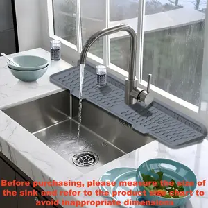 1PC kitchen silicone sink faucet pad, bendable design, anti slip drainage pad, quick drying sink protection pad, easy to clean, suitable for bathroom vanity, faucet tray, home decoration, Water splash guard