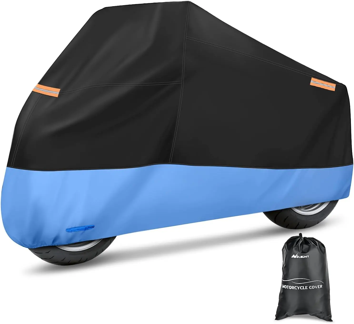 Nilight Motorcycle Body Cover - Waterproof Durable UV-Protective Oxford Fabric, All-Season Universal Fit for Up to 96" Vehicles, Reflective Stripe, Lock-Hole, Storage Bag for Easy Storage, Father's Day Gift