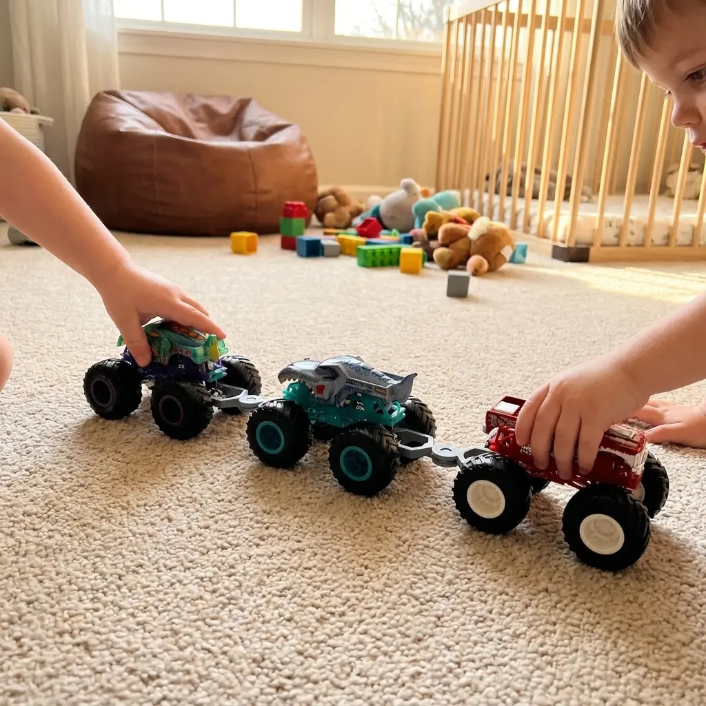 Monster Truck Train Connectors 9 Pack - Link Hot Wheels & Monster Jam 1:64 Scale Trucks into a Convoy, Tool-Free Snap-On Toy Accessory, 3D Printed in USA