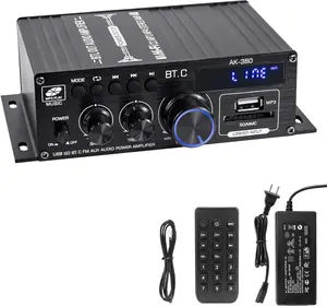 5.0 Audio Amplifier 400W+400W 2.0 CH AMP HiFi Stereo Treble Bass Audio Receiver for Passive Speakers Theater System -380