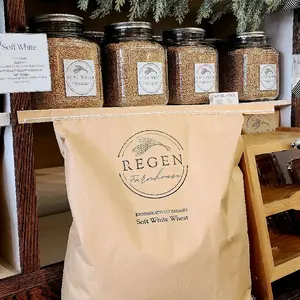 Regen Farmhouse Soft Wheat Berries 25lbs Bag Regeneratively Raised 100% Organic for pastries cookies and muffins