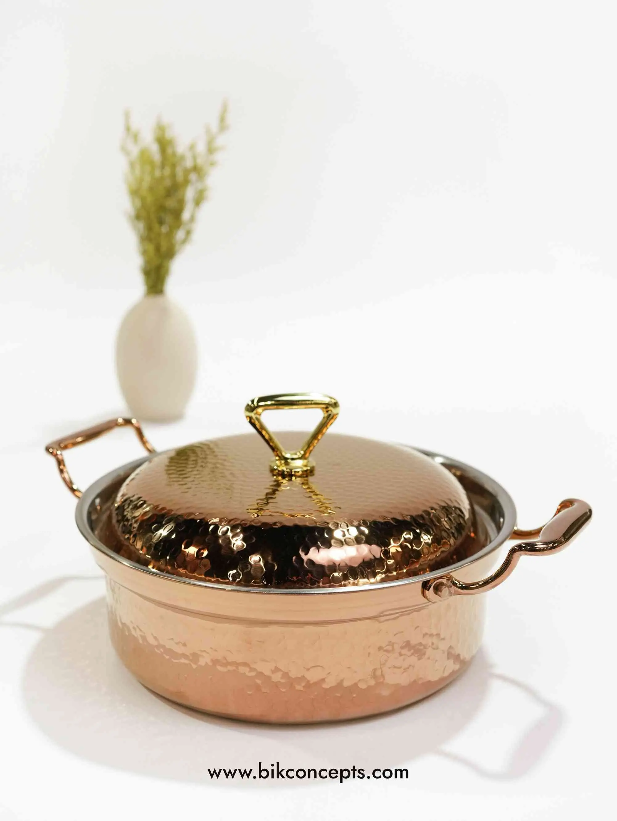 Rose Gold Hammered Casserole – Luxury Stainless Steel Serving Dish