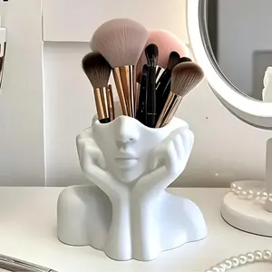 Creative Desktop Multi-Functional Storage Pen Holder Makeup Brush Tube Decorative Human Body Art Shape Desk Organizer Office Supplies Desktop Accessories