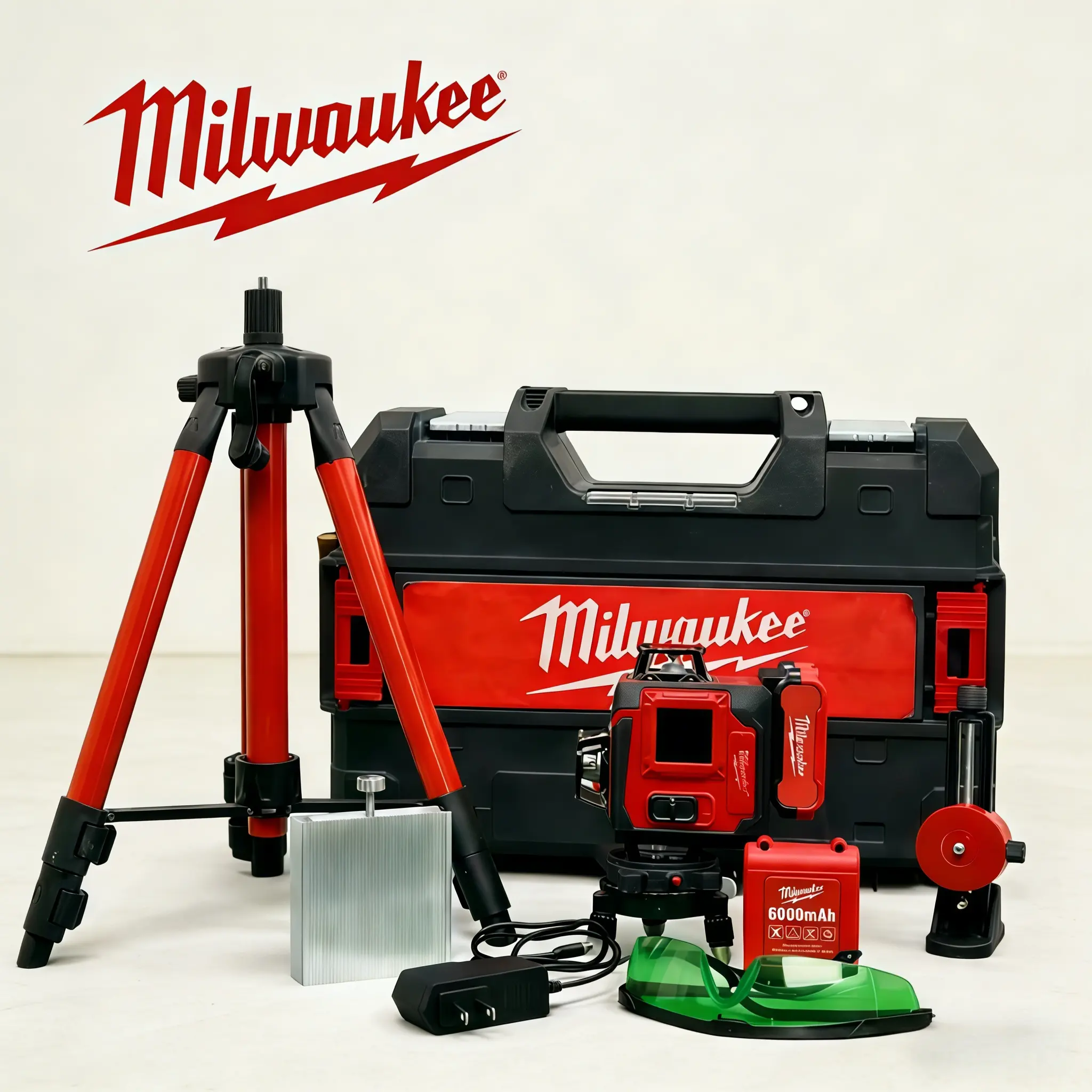 Milwaukee 16 Lines Laser Level Self Leveling Alignment Instrument For House Decoration Wall Mounting Floor Paving Construction Layout High Bright Light Wide Projection Range Stable Calibration And Dustproof Outer Shell