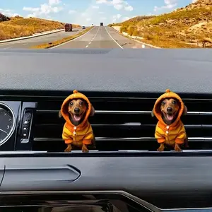 2D Flat Sausage Dog Theme Car Vent Clip Air Freshener, Fresh Fragrance Car Accessories, Car Interior Accessories, Odor Eliminator for Cars, Automotive Aromatherapy