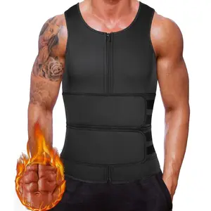 Sauna Sweat Vest Body Shaper For Mens Waist Trainer Zipper Neoprene Sauna Suit Workout Shaper Adjustable Strap Tank Tops Vest