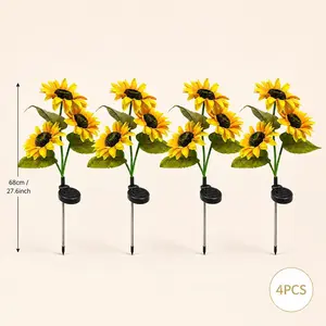 Solar Powered LED Sunflower Garden Lights Set of 2/4/6 Pieces Realistic Nighttime Glow for Yard Lawn Patio Porch Waterproof IP65 Energy Efficient Outdoor Lighting Durable Plastic Flowers All Weather Protection