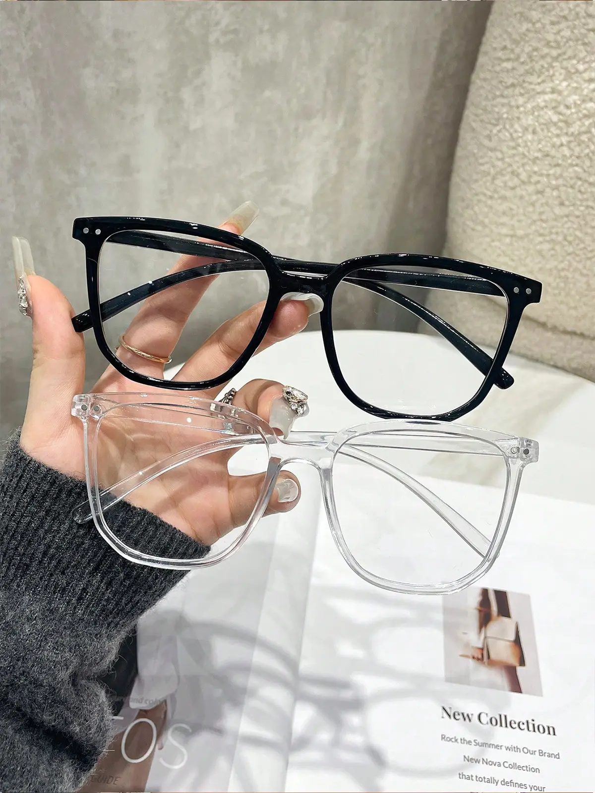 Blue Light Glasses for Women, Square Fashion Non Prescription Eyeglasses, Clear Lens Computer Glasses, Stylish Frames for Office, Study, Gaming & Daily Wear