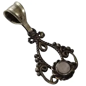 Vintage Sterling Silver Filigree Necklace Pendant with Mother of Pearl Cabochon