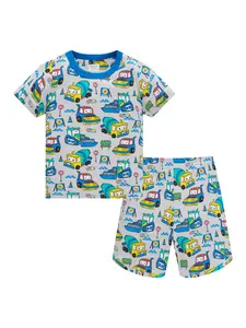 Boys' Summer Two-Piece Set, Short Sleeve & Shorts, Fire-Retardant Fabric, Breathable & Skin-Friendly, Casual Fitted Style, Ages 1-8