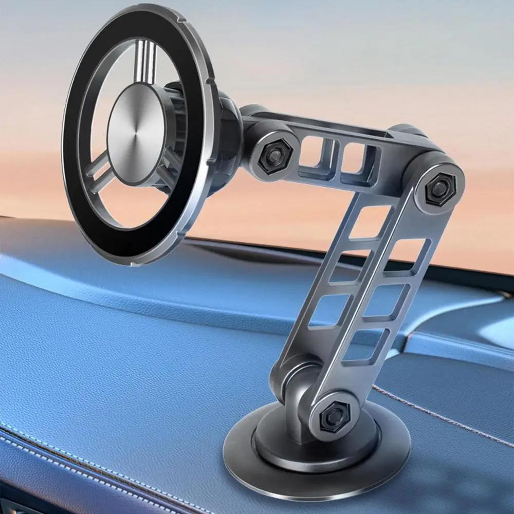 Magnetic Car Phone Holder 360 Rotatable with GPS, Foldable, Metal Mount, Durable Alloy, Hands-Free Phone Holder for Desk Use Folding Gun (Grey) Color