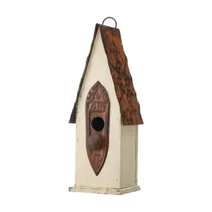 Glitzhome Nordic Chalet Distressed Finish Wood Birdhouse