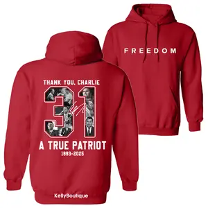 Thank You Charlie A True Patriot Legends Never Die Memorial Hoodie, Wear Red on C.K. Birthday October 14th as National Day of Remembrance for C.K. Hoodie, Graphic Design Unisex Hooded Sweater for Men for Women Menswear Womenswear