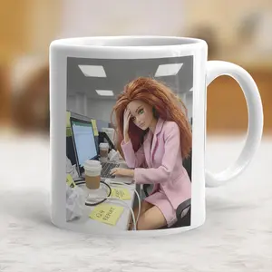 Funny Doll Face Mug, Disgusted Meme Coffee Cup, Sarcastic Office Humor Gift, Unhinged Mood Mug for Best Friend, Weird Dollhouse Gift - scs17023