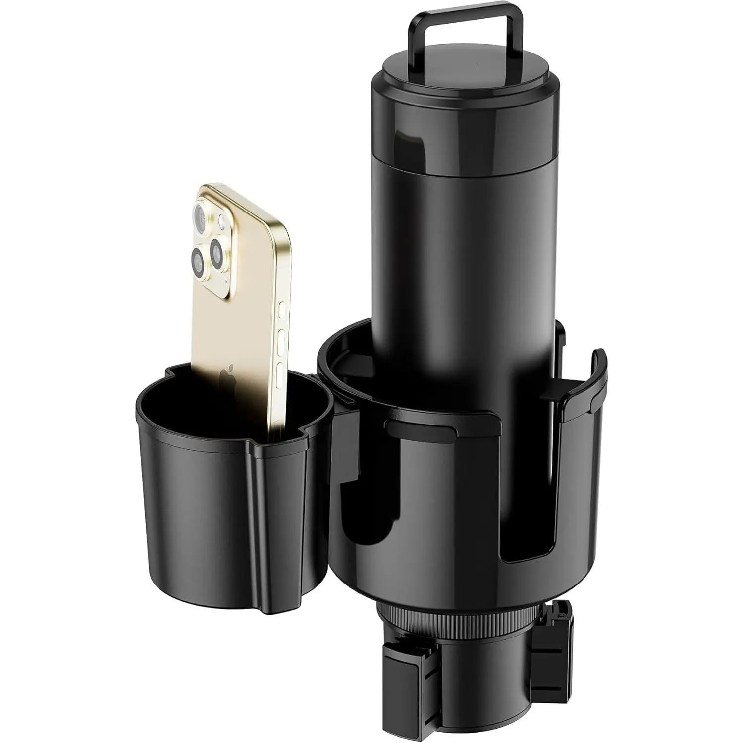 Basix by iOttie Adjustable Dual Cup Holder for Car with Expandable Base, Oversized Main Compartment, Removable Second Cup or Phone Holder Attachment, Fits Most Vehicles